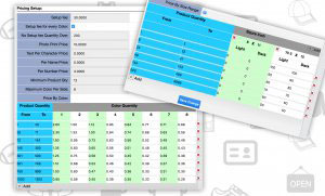 Product designer printing price setup