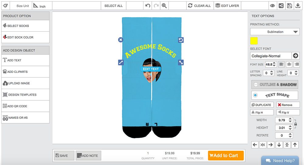 Socks designer product customization software