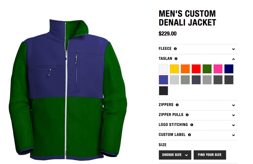 Product Customizer E-commerce Brand Example Northface