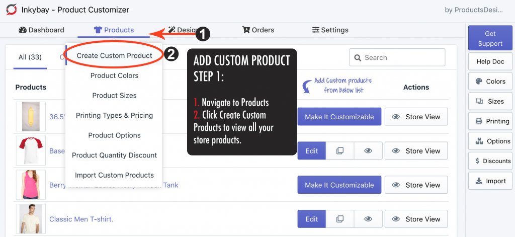 Creating custom products in Inkybay