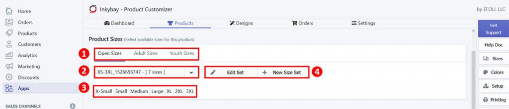 Managing Product Sizes