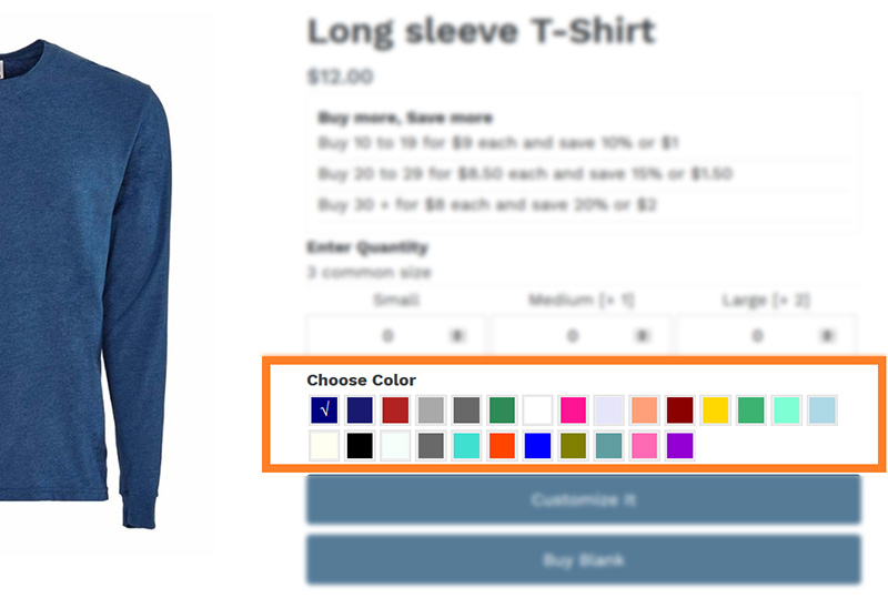 Product Page Color View Setting