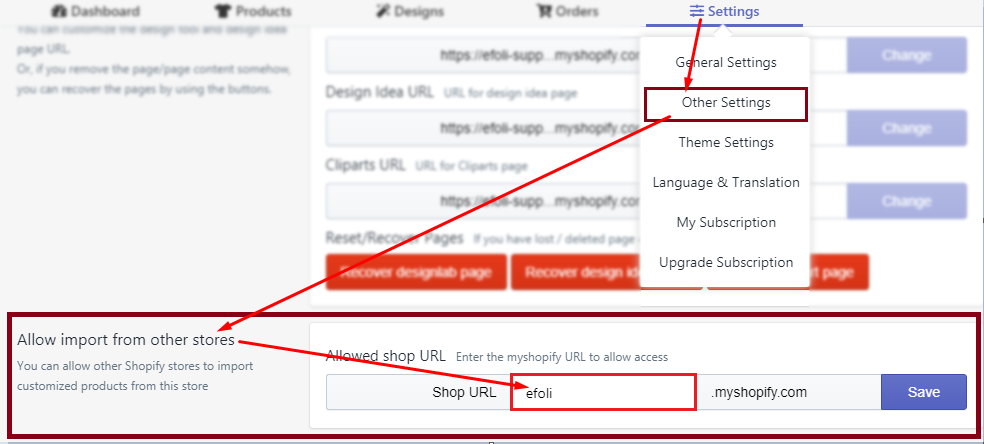 Allow Custom Products Export to other Shopify stores