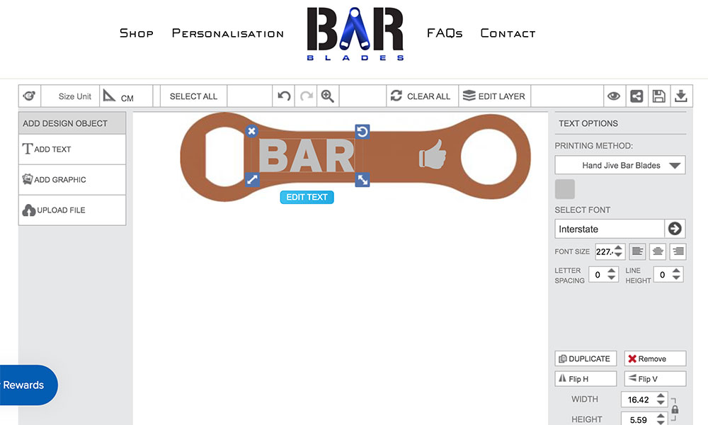 Bar Blade using Inkybay Engraving Personalizer