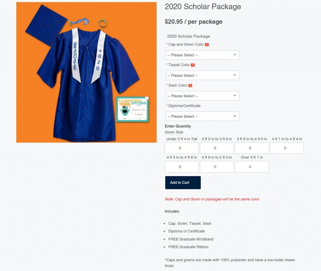 Scholar package configurator with live preview