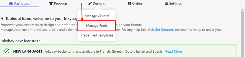 Inkybay changing default font