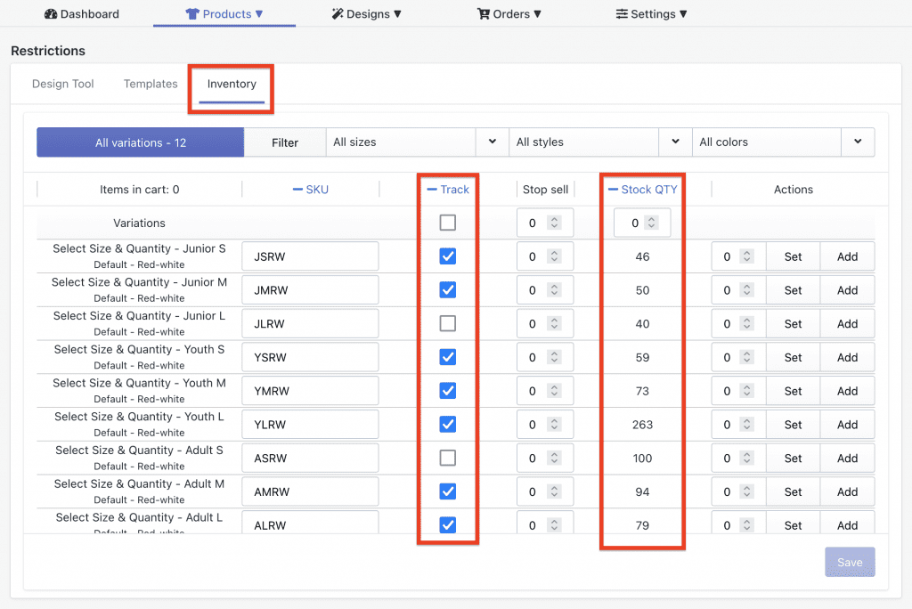 Personalized products inventory management for Shopify