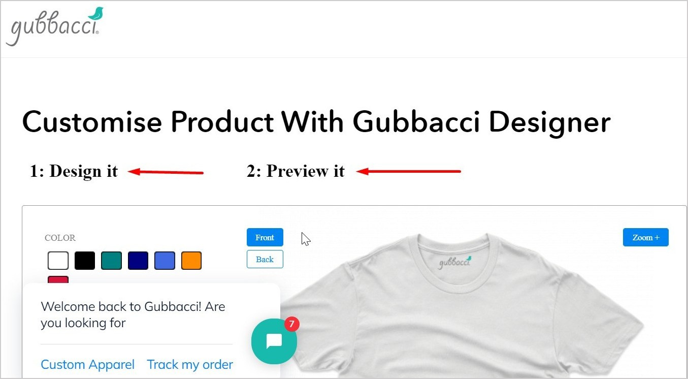 gubbacci using product personalizer