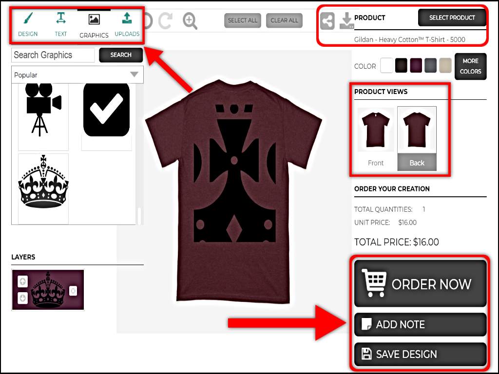 Inkybay Product Personalizer Product Design Tool Settings For Configurable Multiple Product Side And Print Location